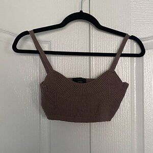 REVOLVE Brown Ribbed Crop Top
